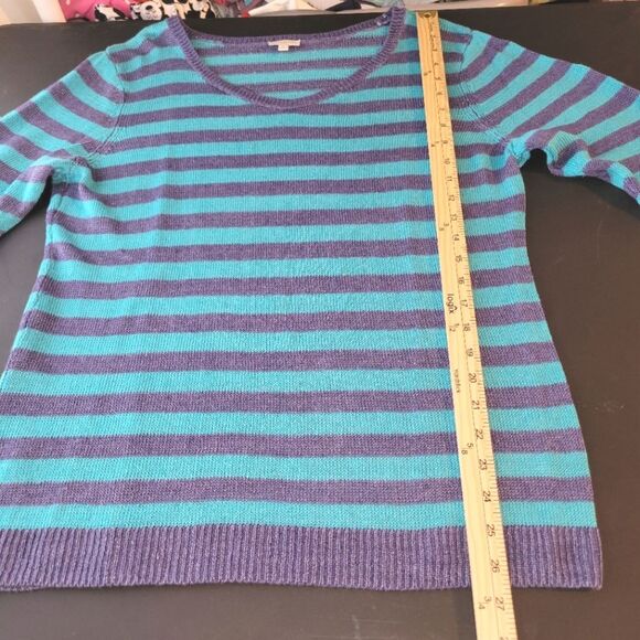 Talbots Linen Blue Striped Sweater Top XL - Picture 5 of 8